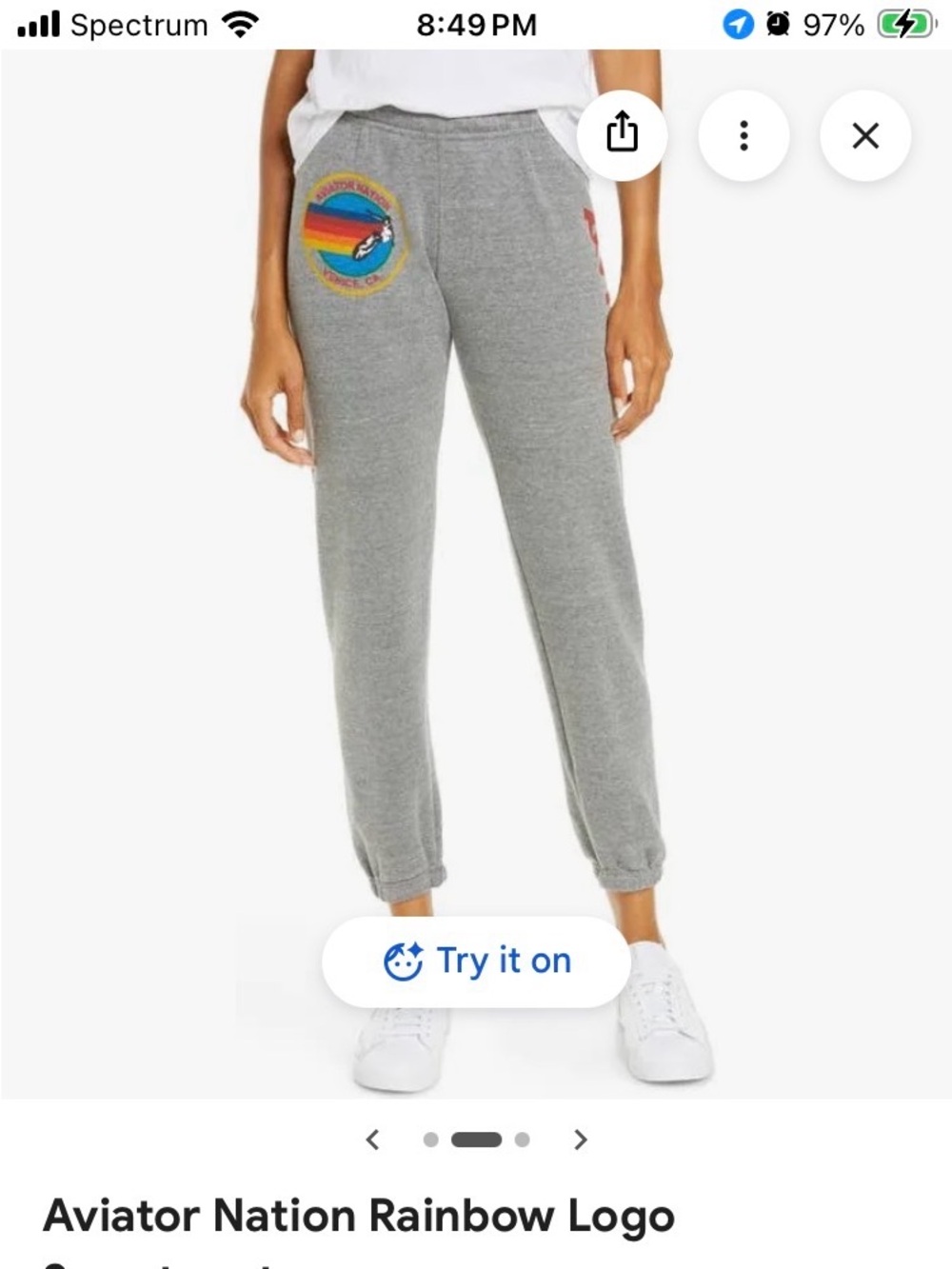 NWOT Women’s Aviator Nation Heather Grey Joggers with Rainbow Patch, XS